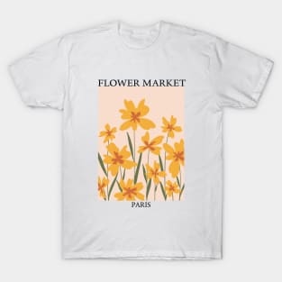 Abstract Flower Market Illustration, Yellow Iris Flower T-Shirt